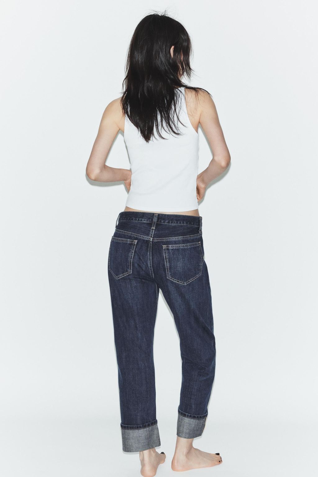 JEANS TRF RECTOS FOLD UP TIRO MEDIO / ?ndigo oscuro - Zara фото 4