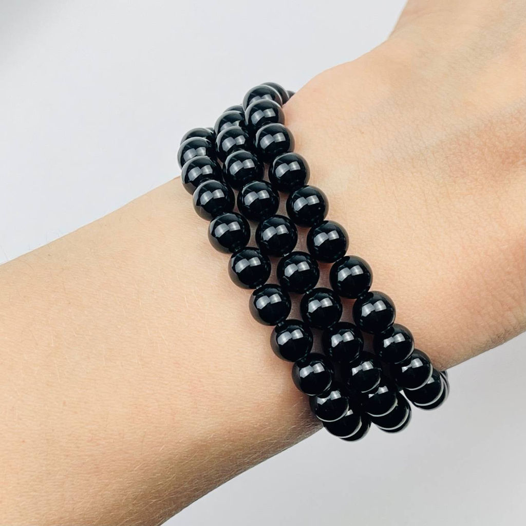 Бусины для украшений из черного Агата (60 бусин)