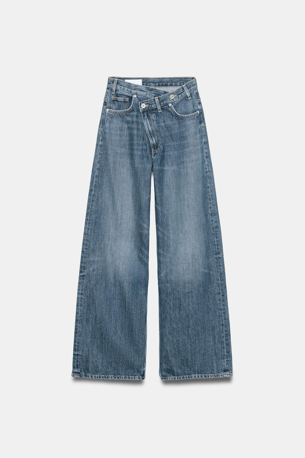 JEANS TRF WIDE LEG CINTURA CRUZADA TIRO ALTO / Azul / Gris - Zara фото 7