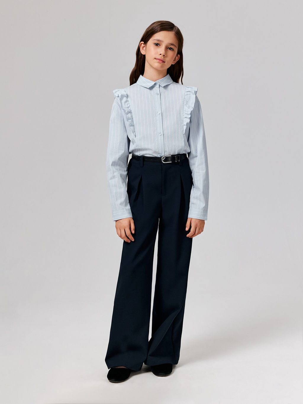 ACOOLA / Блузка детская для девочек Vasilika голубая полоска  фото 6