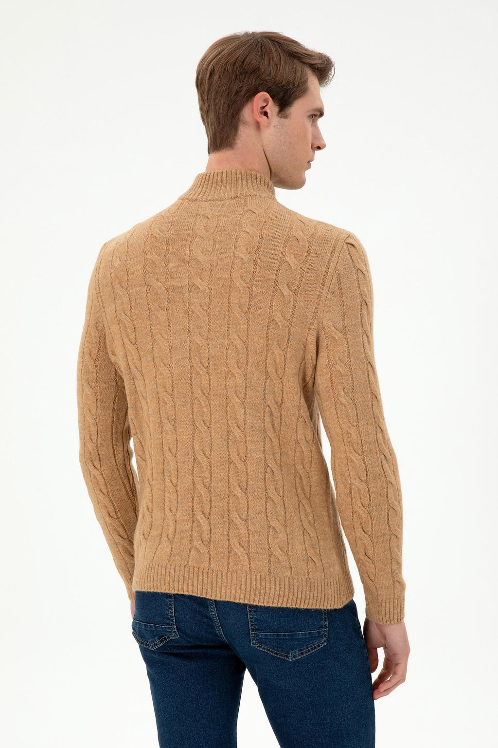 Мужской светло-коричневый меланжевый свитер Неожиданная скидка в корзине - U.s. polo assn фото 5