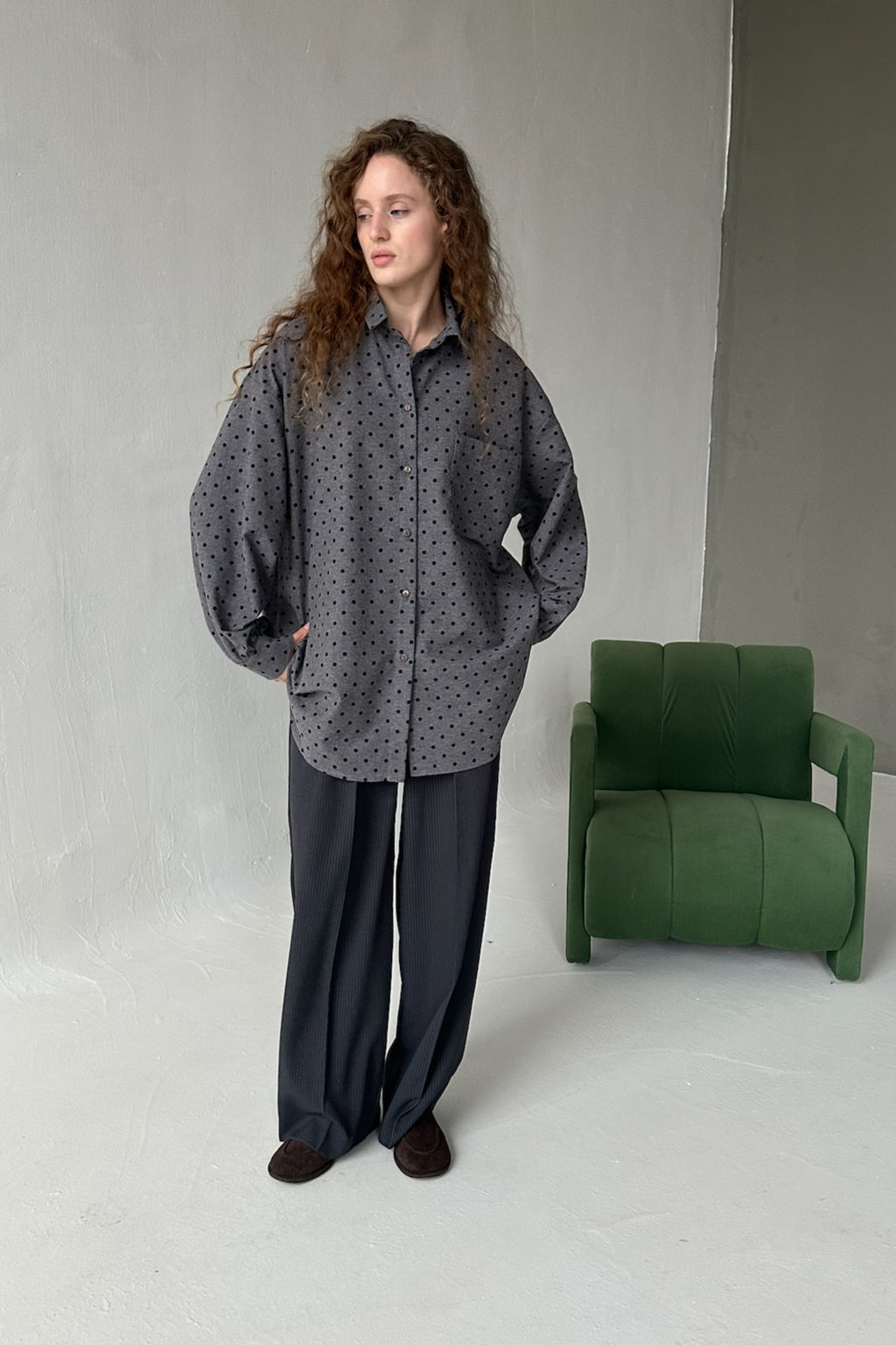 Рубашка женская HUG077/12/Серый, черный