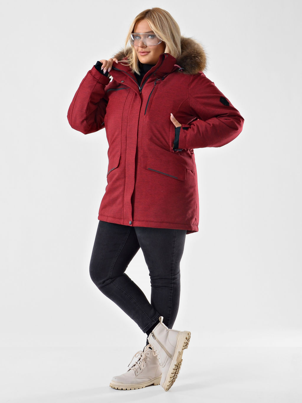 Женская городская парка / куртка Azimuth В 221/21864-1_77 Бордовый (БР)  фото 13