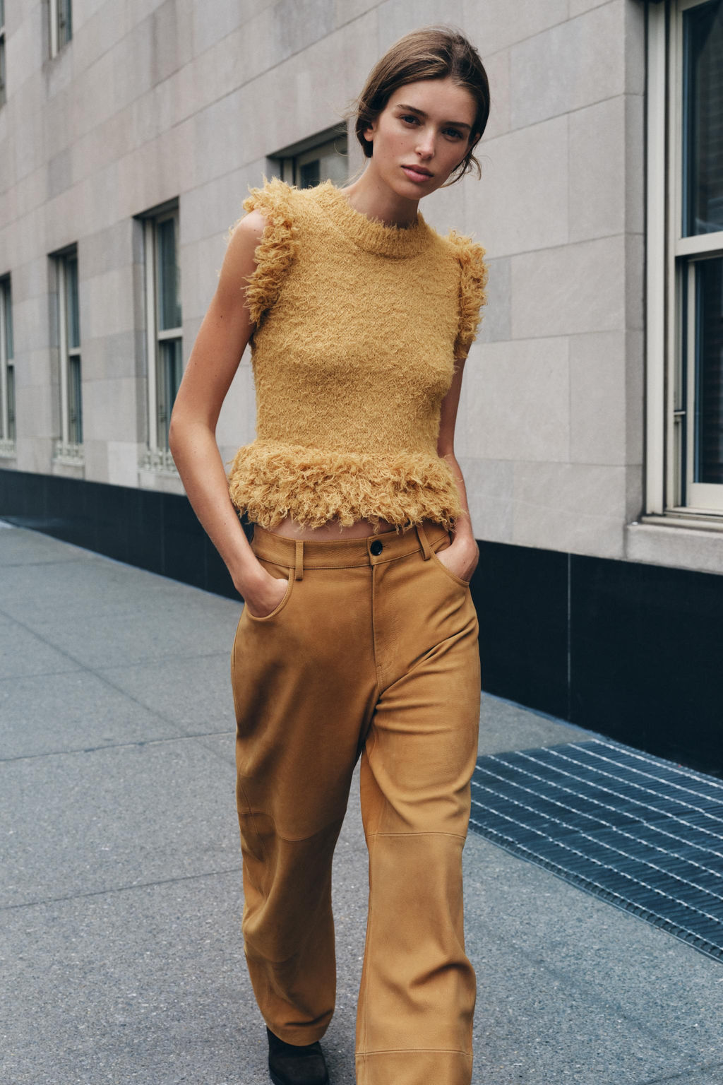 FAUX FUR KNIT TOP