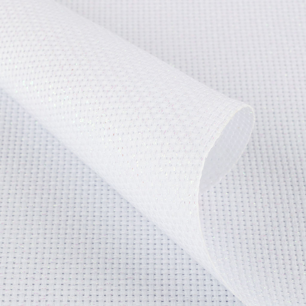 Канва K03L Gamma Aida №11 ФАСОВКА 95% хлопок, 5% терилен 50 х 50 см 2 см белый с перламутровым люрексом