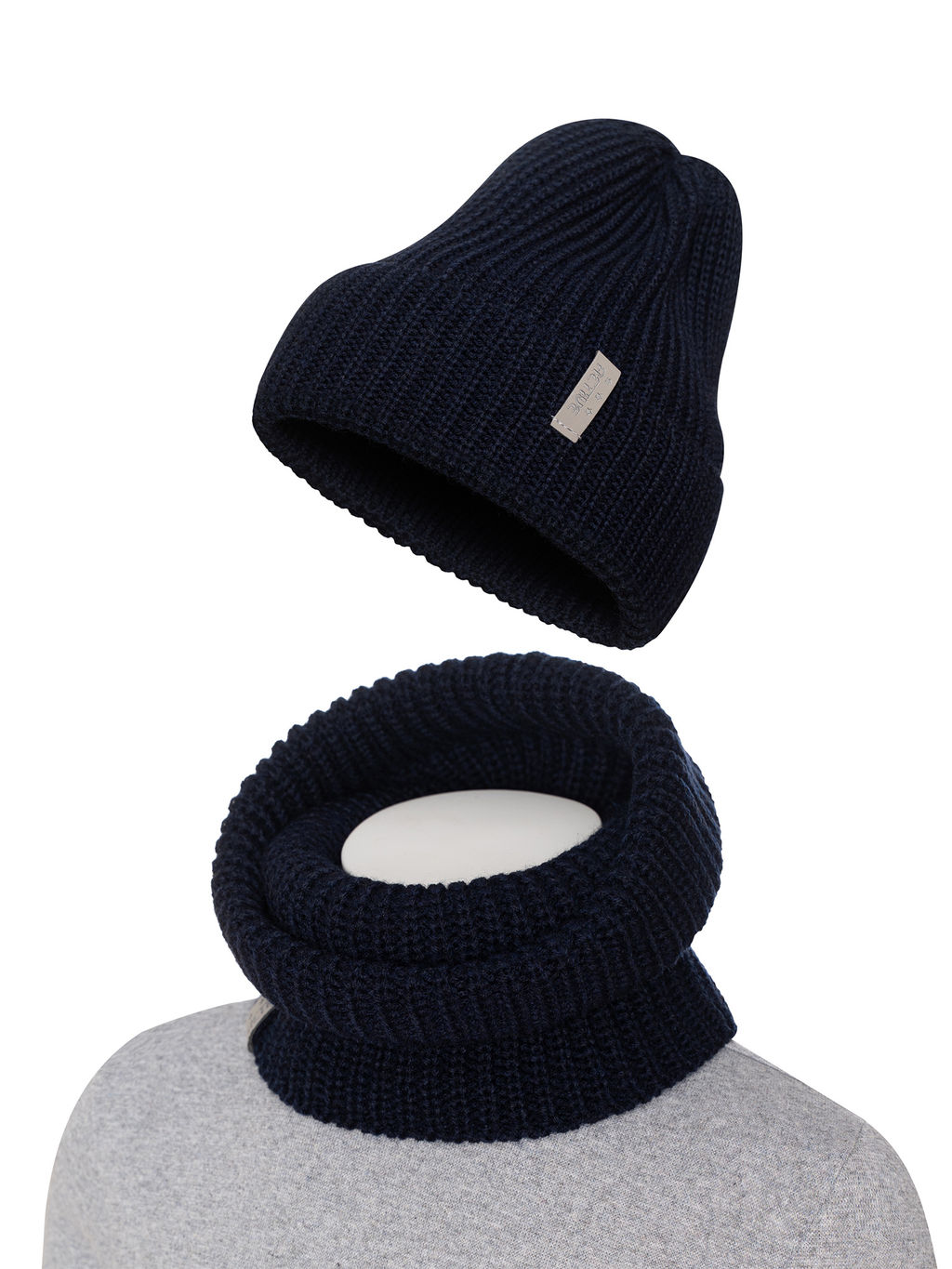 Комплект вязаный темно-синий Ш-118 (56-58)