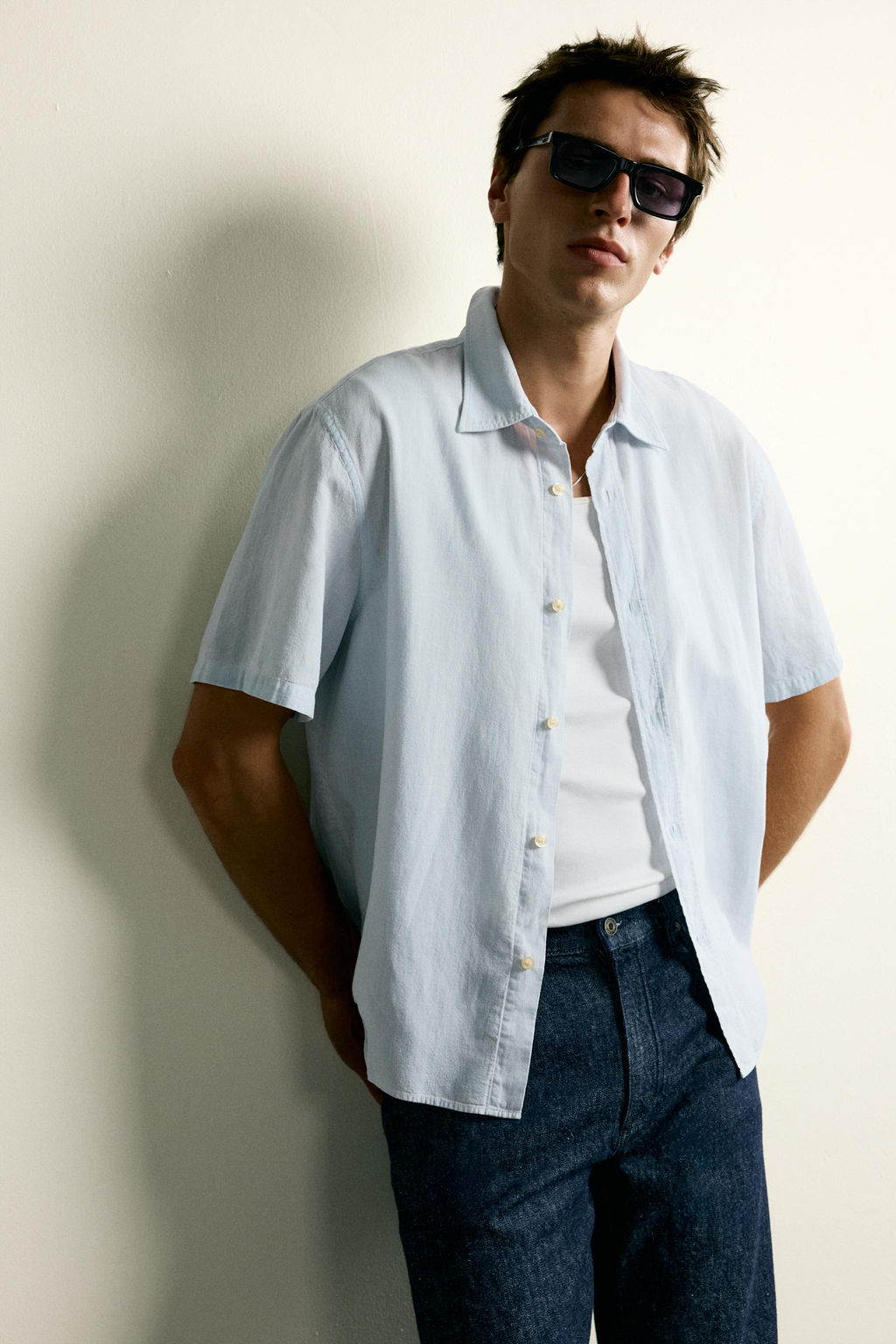 CAMISA REGULAR FIT ALGOD?N - LINO / Azul cielo - Zara фото 5
