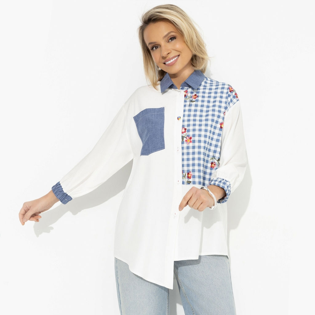 Рубашка комбинированная, Жемчужина образа (white) - Charutti фото 8