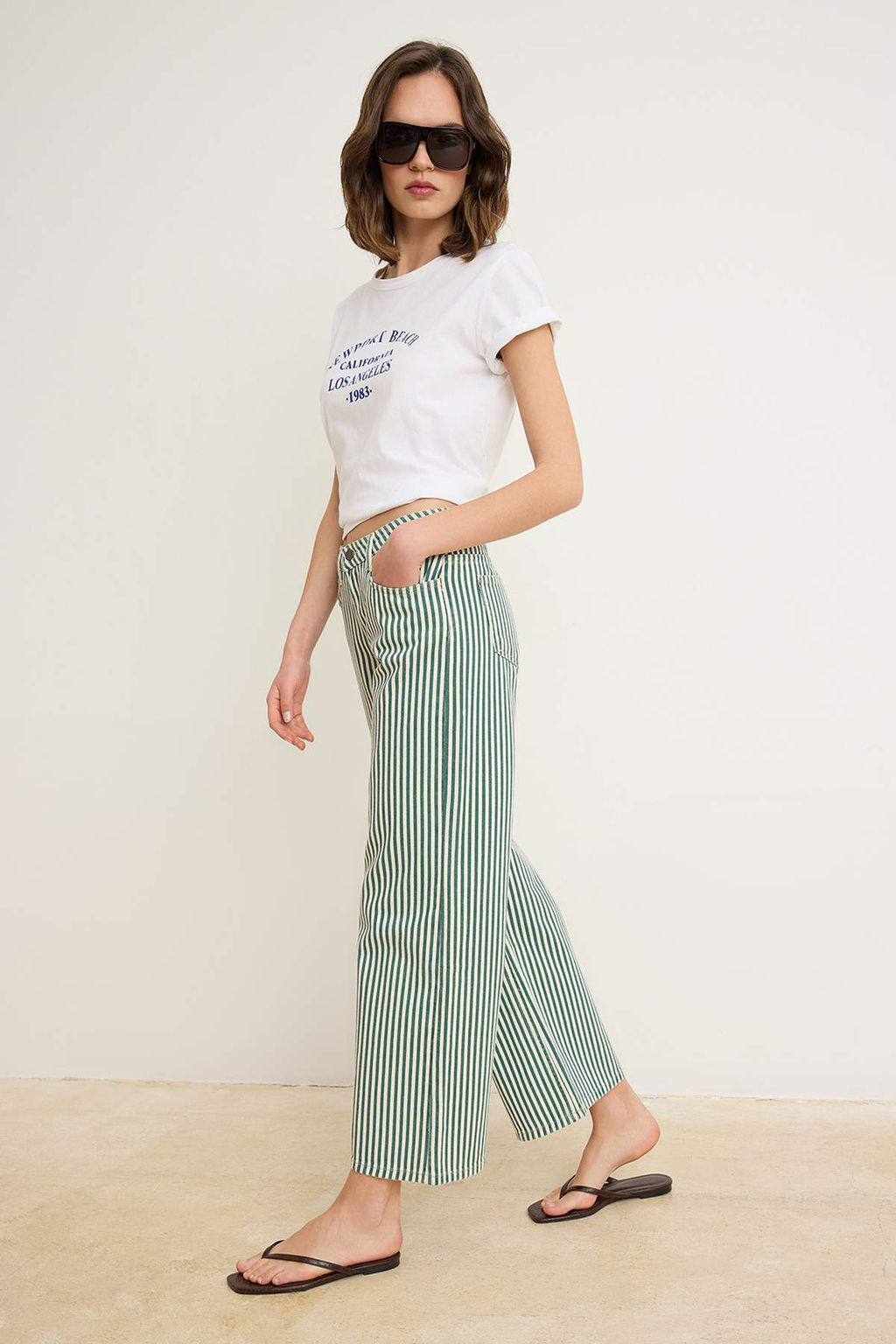Cok Renkli Cizgili Dusuk Bel K?sa Culotte Jeans TWOSS26JE00292 - Trendyolmilla фото 2