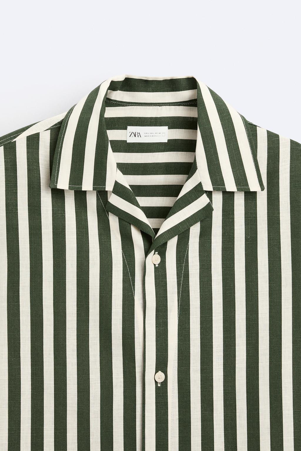STRIPED VISCOSE/LINEN BLEND SHIRT - Zara фото 8