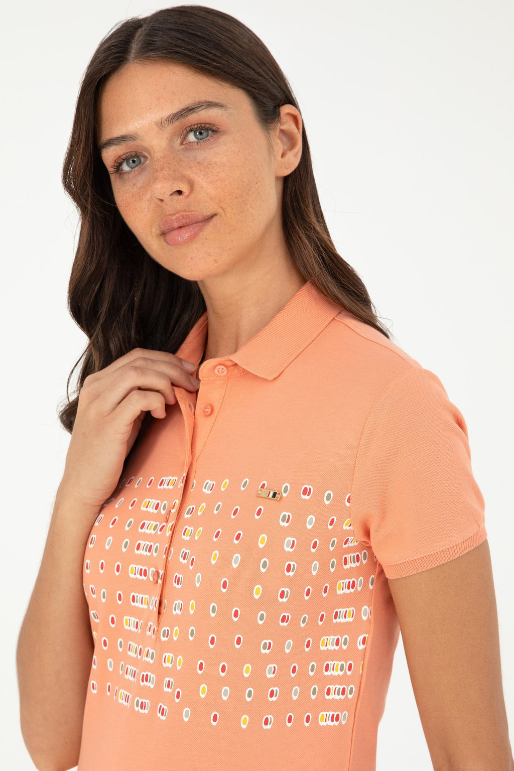 Футболка-поло женская U.S. Polo Assn лососевый фото 2