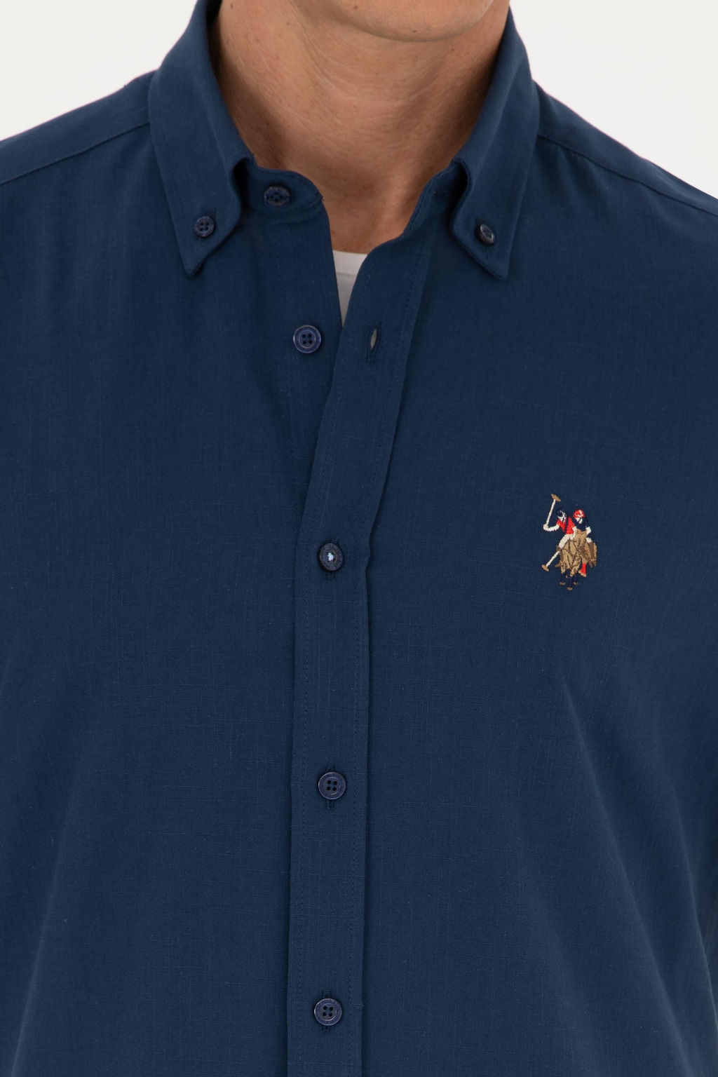 U. S. Polo Assn / Мужская темно-синяя рубашка с коротким рукавом - U.s. polo assn фото 14