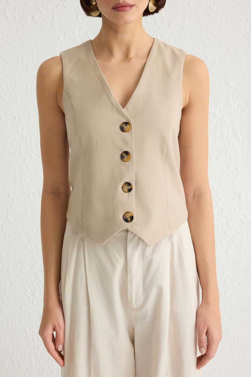 TRENDYOLMILLA Bordo Premium Dugmeli Crop Dokuma Yelek TWOAW24YE00061  фото 3