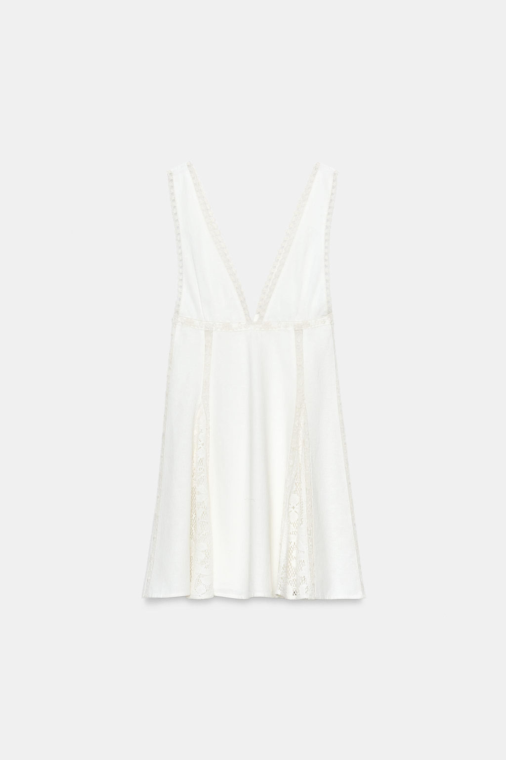 VESTIDO MINI QUILLAS ENCAJE / Blanco roto - Zara фото 5
