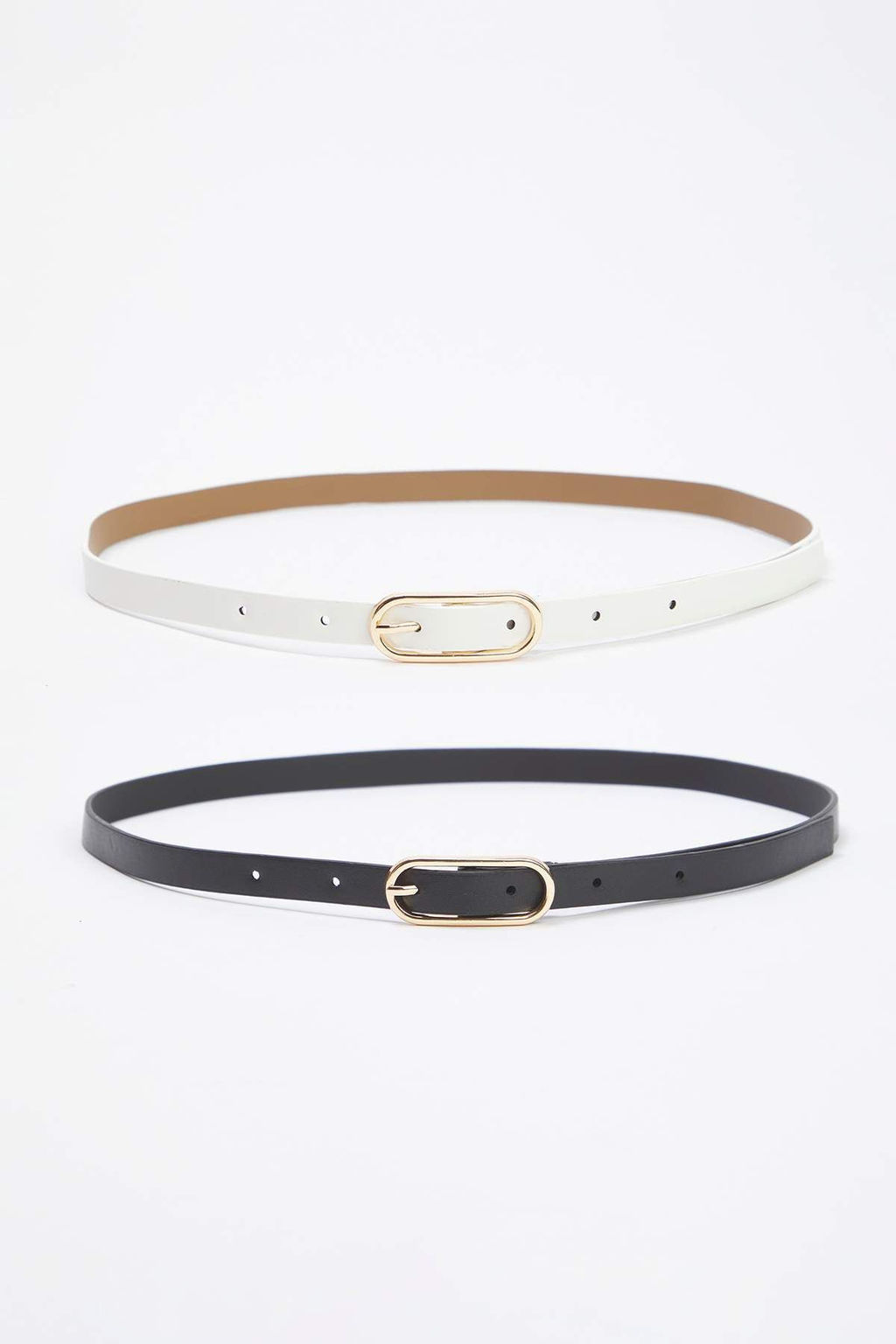 Siyah-Ekru 2li Paket Deri Gorunumlu Kemer TWOAW26KE00004