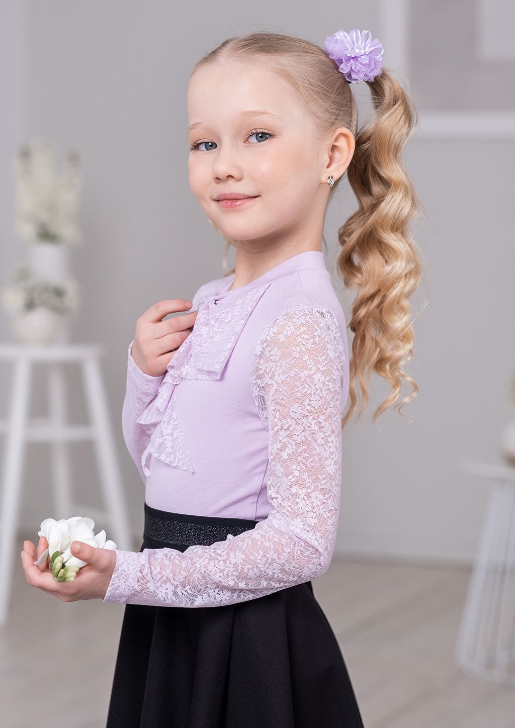 Фрита, блузка трикотажная сиреневый/122-60-54 - Alolika фото 2