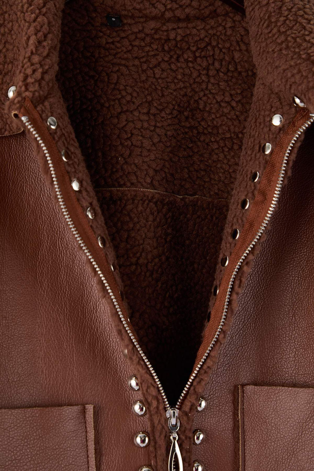 Ac?k Kahverengi Regular Kal?p Troklu Pelus Suni Deri Mont TWOAW26MO00163 - Trendyolmilla фото 7