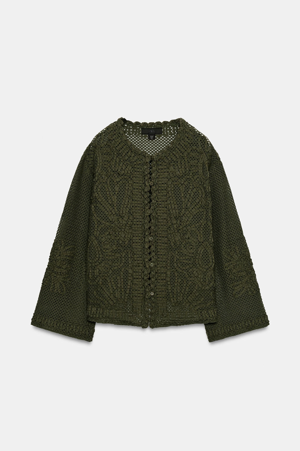 CHAQUETA COMBINADA CROCHET / Khaki - Zara фото 7