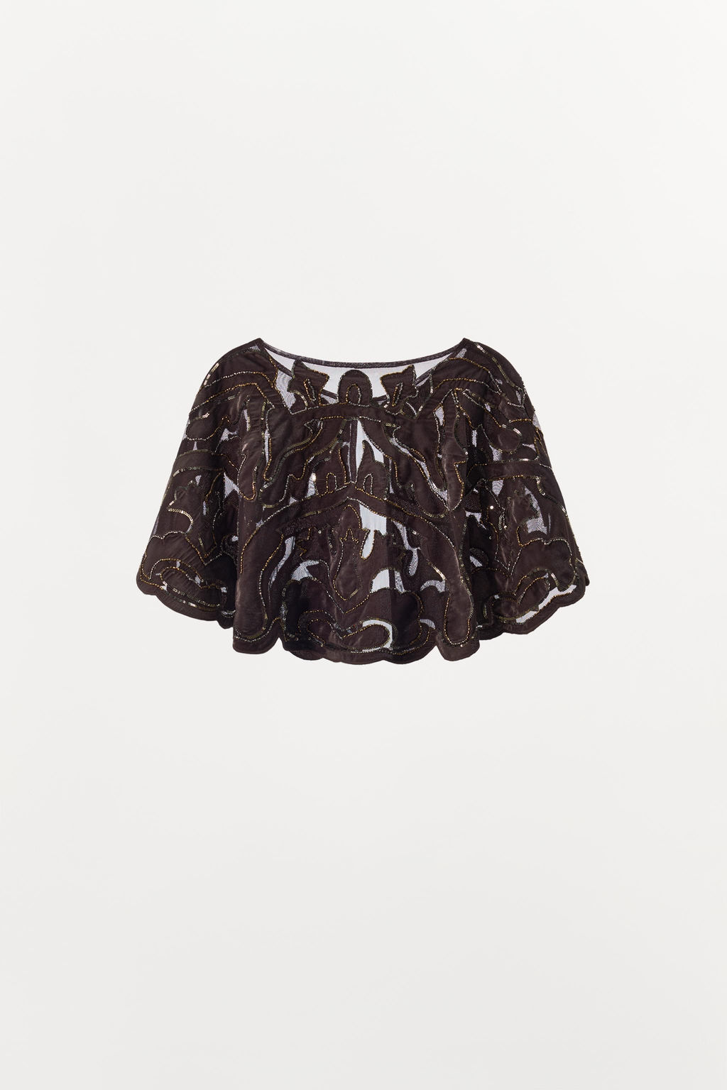 COMBINED VELVET BEADED SEQUIN CAPE - Zara фото 4