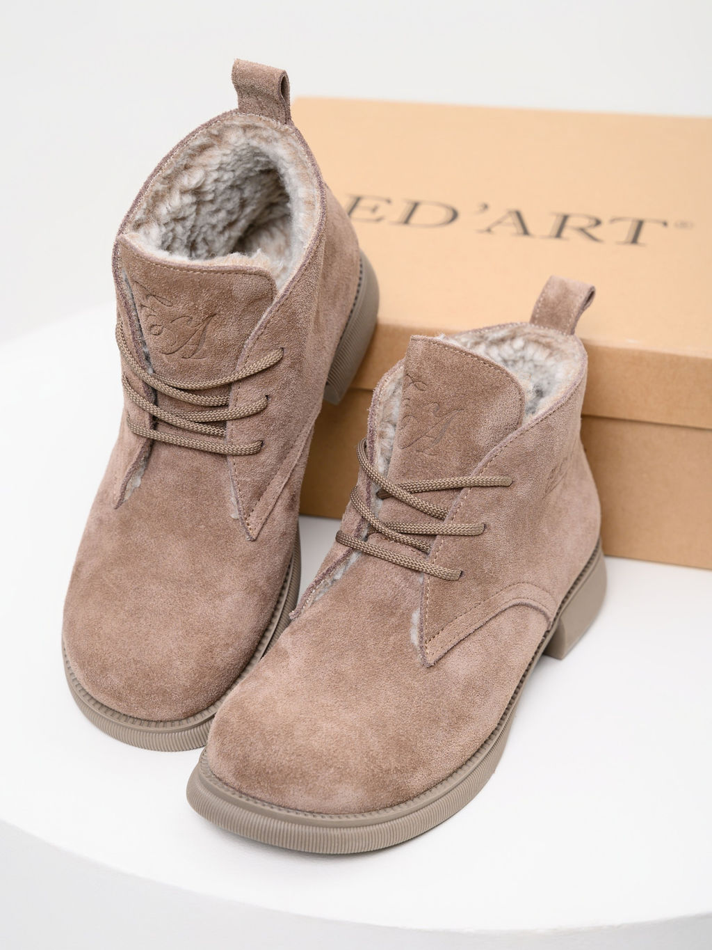 Ботинки 308.патрицияka.Капучино замша/мех