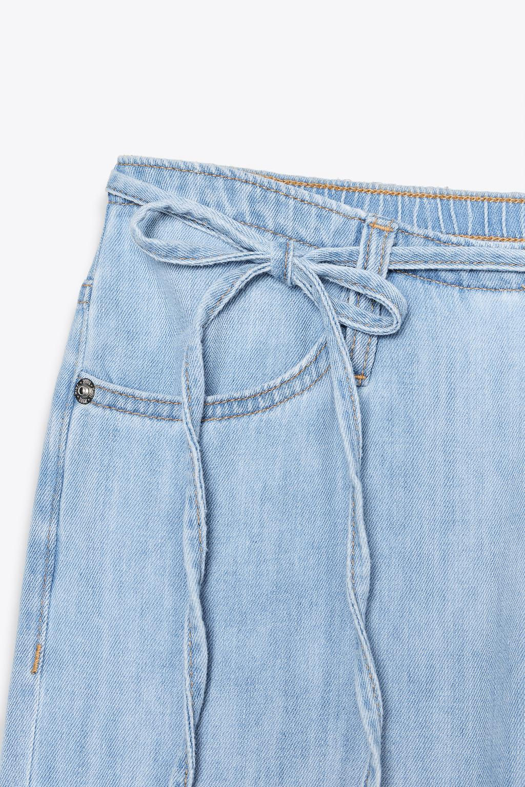 TRF PYJAMA-STYLE DENIM TROUSERS - Zara фото 8