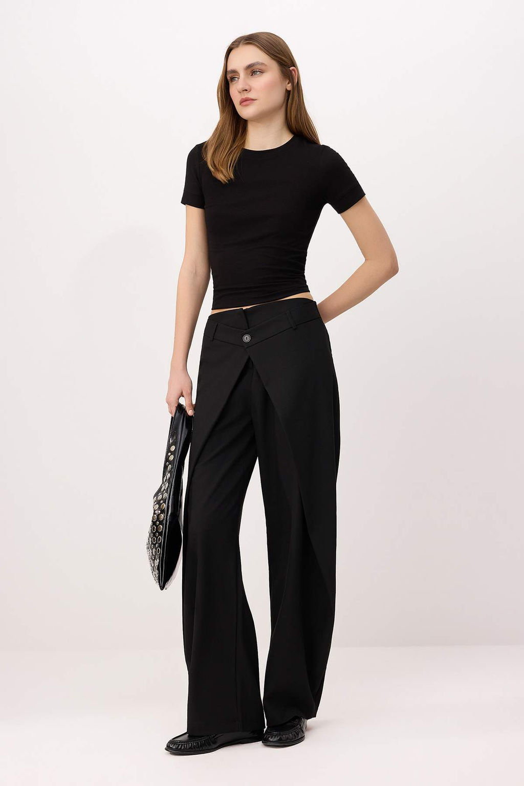 Gri Hacimli Pilili Balon Fit Cizgili Kumas Pantolon TWOAW26PL00149 - Trendyolmilla фото 6