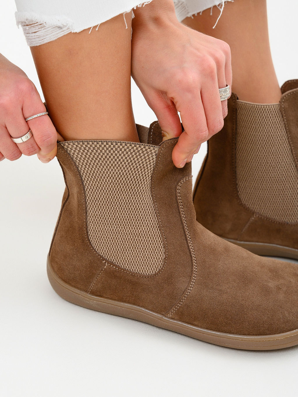 Босоногие ботинки 366.К.NATAbr.Серо-коричневая замша