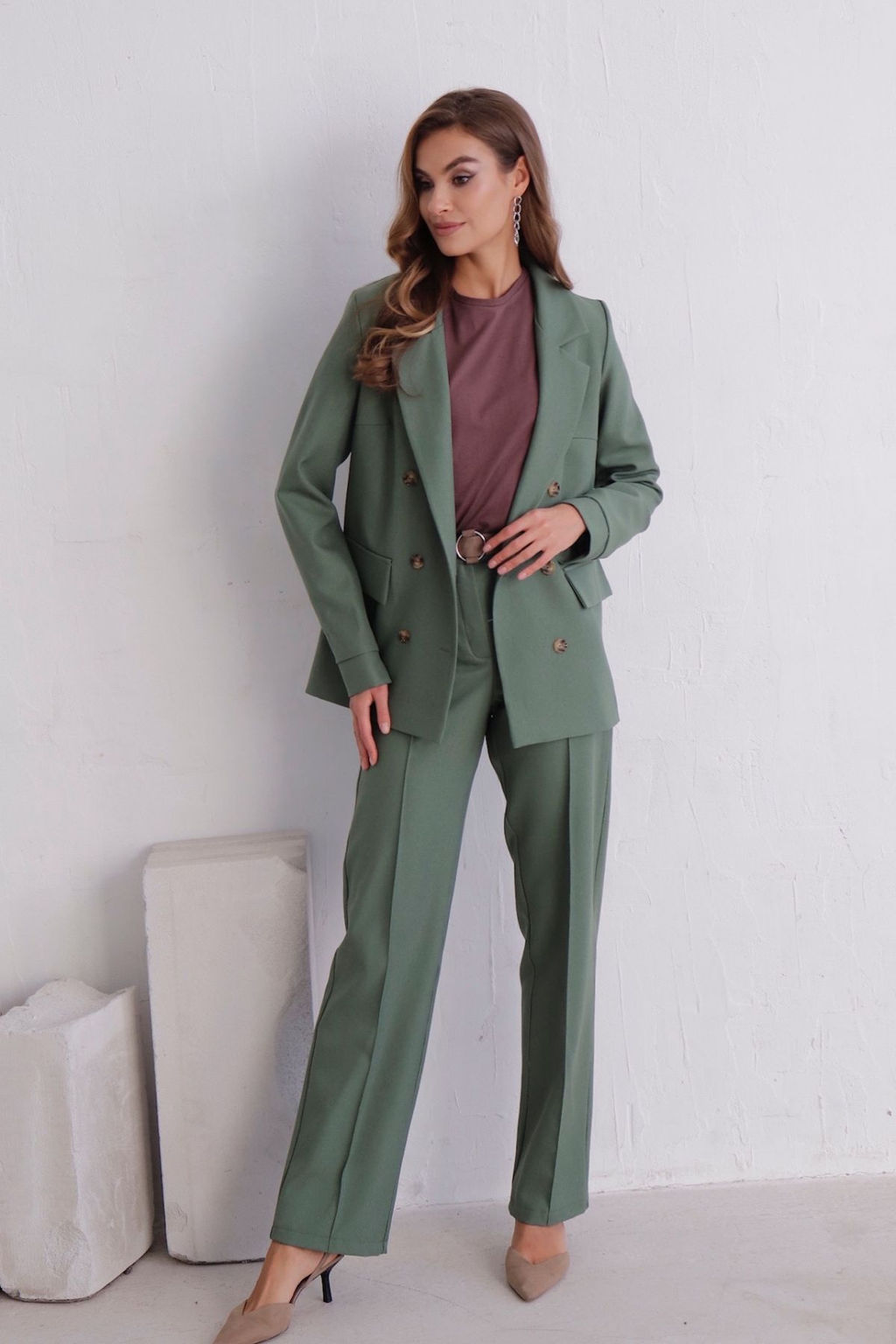 11722 Брюки со стрелками в приглушённом зелёном - Martichelli фото 28