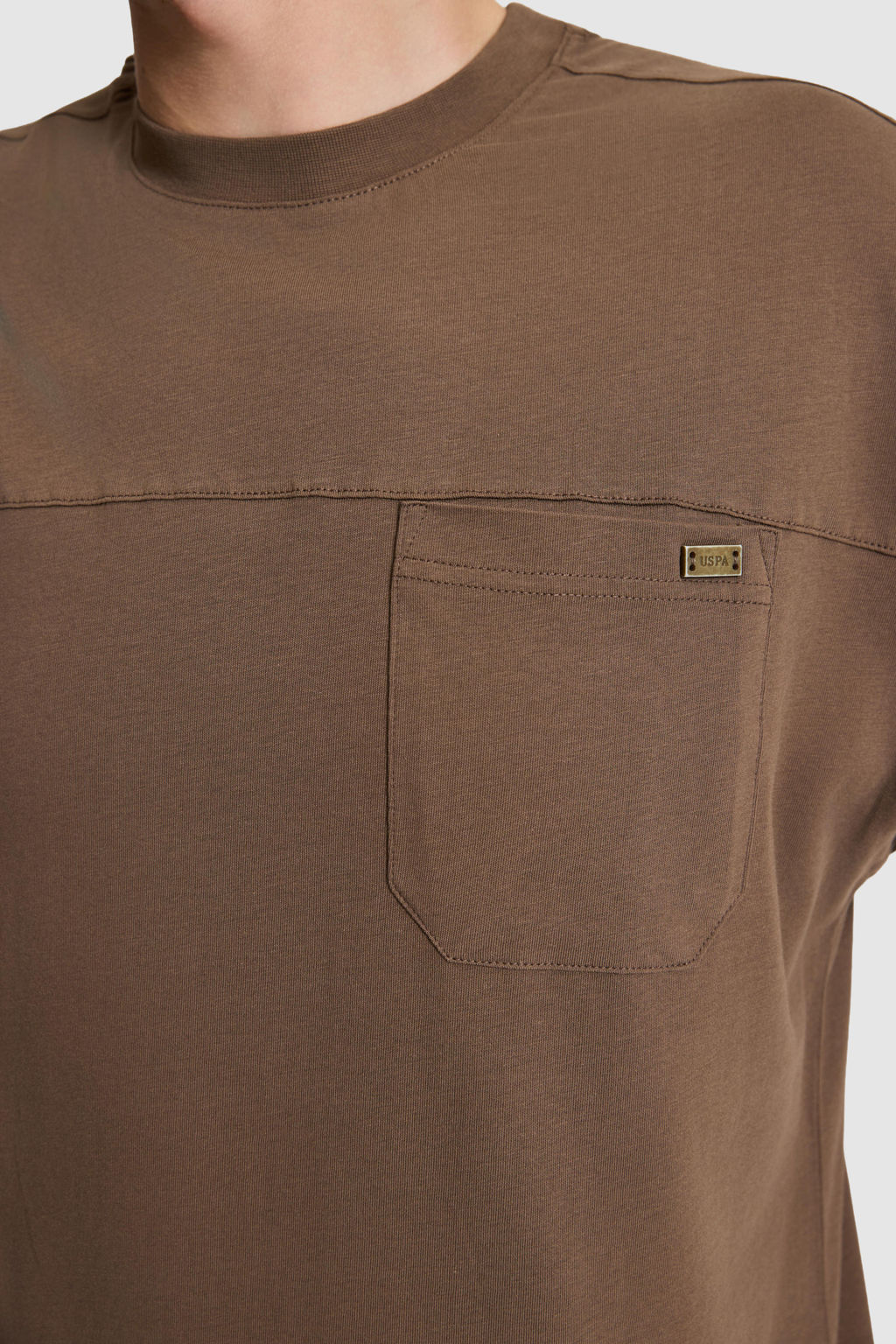 Erkek Kahverengi Comfort Fit Bisiklet Yaka Ti__rt - U.s. polo assn фото 6