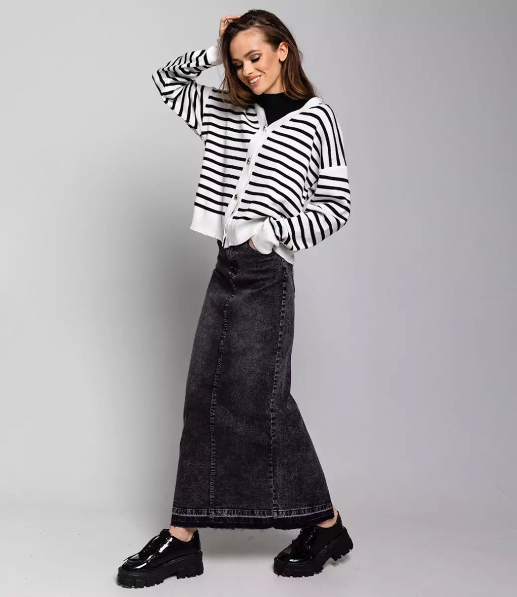 Кардиган #КТ8390, белый,чёрный