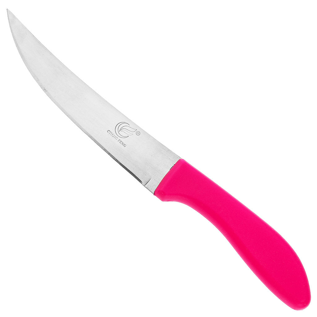 Самбо-4 Нож кухонный 130мм из нержавеющей стали, пластмассовая ручка, цвета в ассортименте: салатовый; оранжевый; фуксия (Китай) - Домашняя мода фото 3