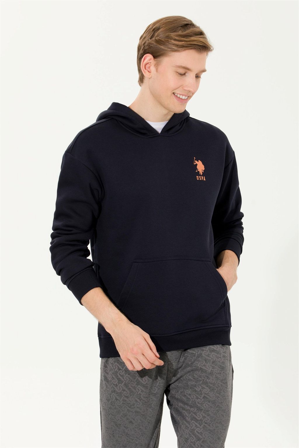 U. S. Polo Assn Мужская темно-синяя комфортная толстовка с капюшоном - U.s. polo assn фото 2