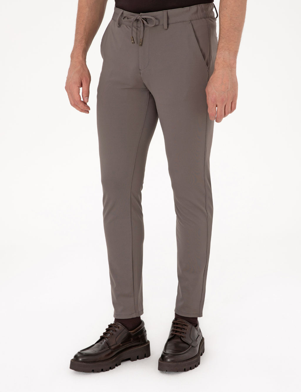 Vizon Slim Fit Beli Lastikli Kordonlu Jogger Kanvas Pantolon