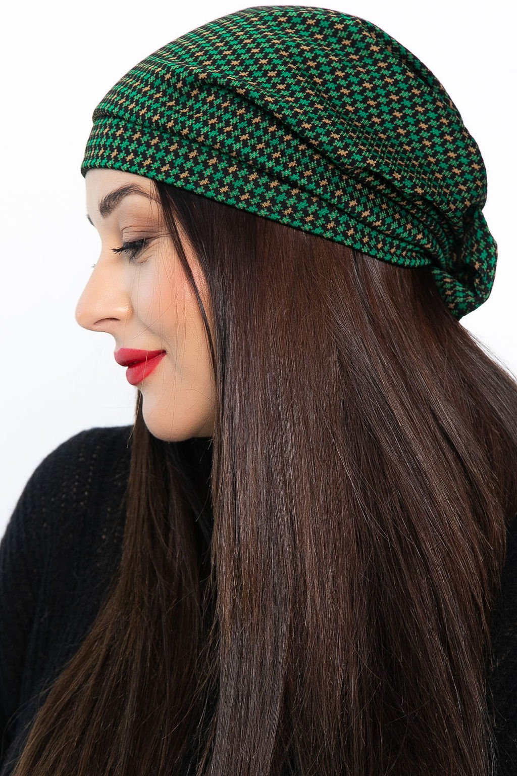 Чалма с бантом (зелено-бежевая) ЧБ4-23М