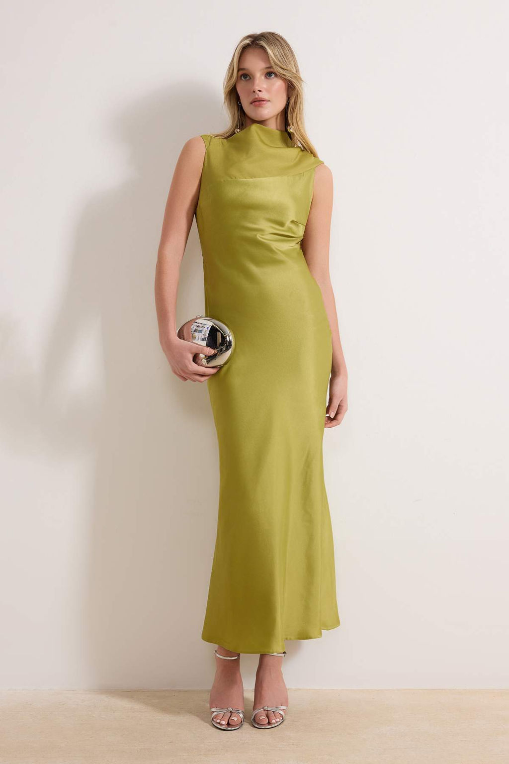 Yag Yesil Saten Dokuma Midi Abiye & Mezuniyet Elbisesi TPRSS26EL00057