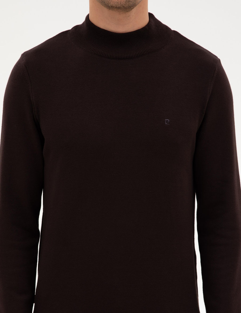 Koyu Kahverengi Slim Fit Yar_m Bal_k__ Yaka Basic Triko Kazak - Pierre cardin фото 6
