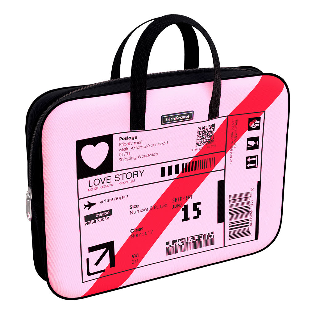 Цена за 1 шт. Папка текстильная на молнии ErichKrause с ручками Pink Vibe, A4+