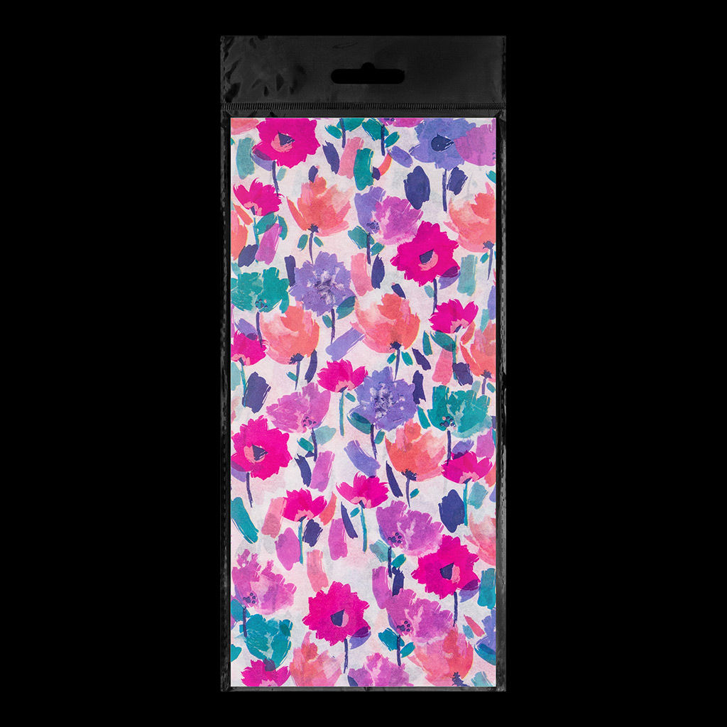 АКЦИЯ Цена за 1 шт. Набор ErichKrause Decor 4 листа упаковочной бумаги тишью Акварельные цветы 50х70см