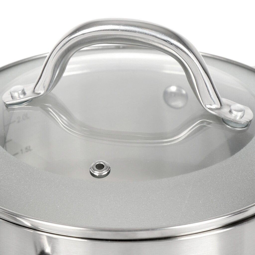 Набор посуды нерж. сталь, 6 предметов, кастрюли 1.9, 2.7, 3.7 л, индукция, Daniks, Перл, GS-01205-6  фото 4