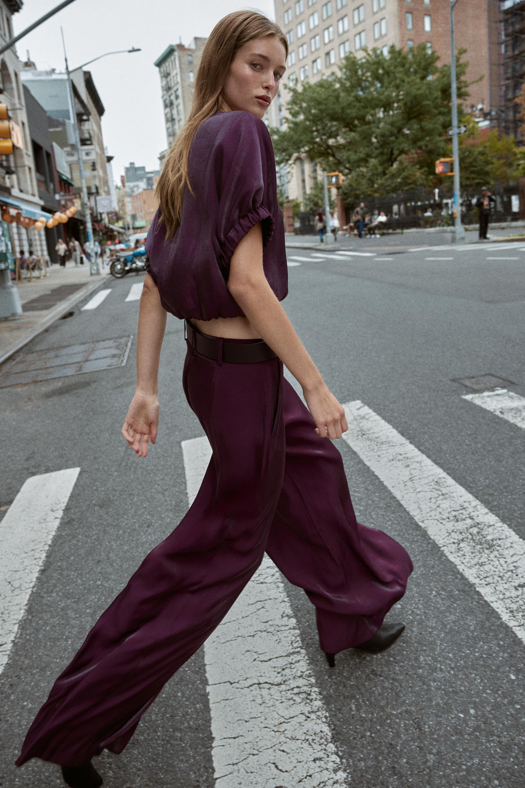 SATIN WIDE-LEG TROUSERS WITH BELT - Zara фото 5