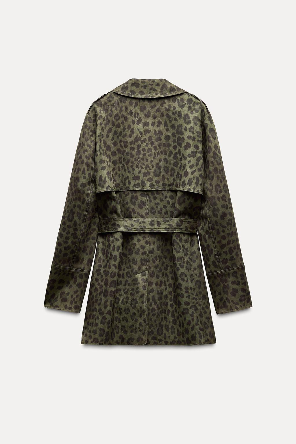 SHORT ANIMAL PRINT FAUX SUEDE TRENCH COAT - Zara фото 6