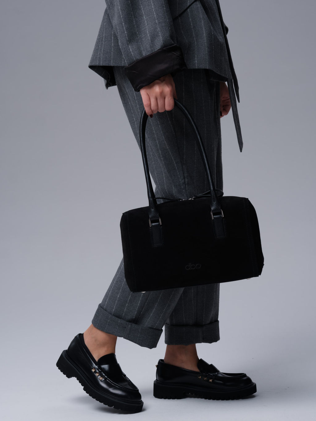 Замшевая сумка Cube DBR 31333 черный велюр  фото 4