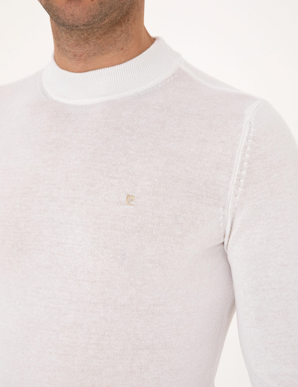 Ekru Slim Fit _eyrek Yaka Basic Triko Kazak - Pierre cardin фото 7