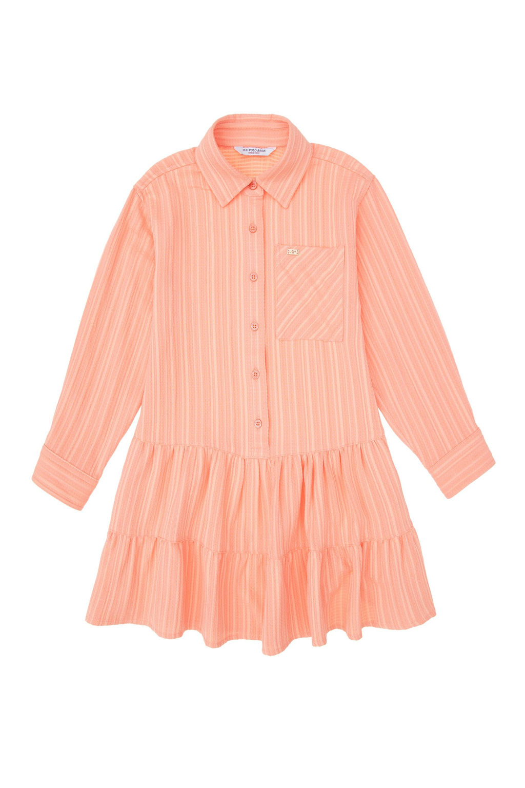 Тканое платье цвета лосося для девочки Неожиданная скидка в корзине - U.s. polo assn фото 3