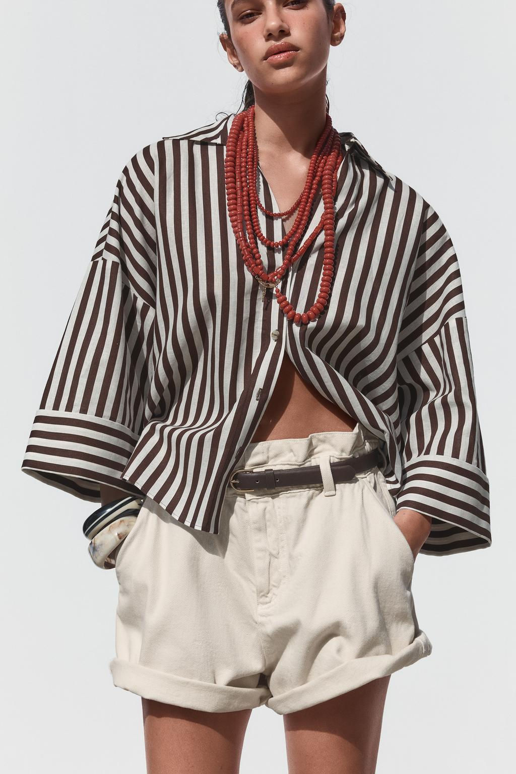 WIDE-SLEEVE LINEN BLEND SHIRT - Zara фото 46