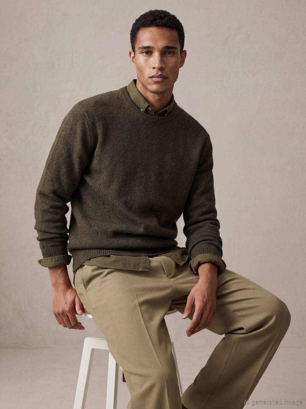 Bisiklet Yaka Y?n Kar???ml? Erkek Triko Kazak