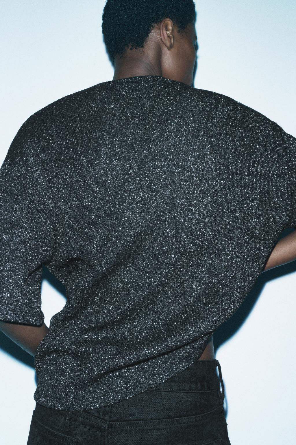 METALLIC THREAD SHORT SLEEVE TOP - Zara фото 3