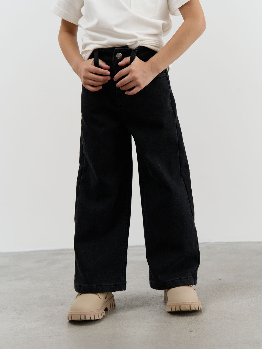 Джинсы палаццо Уголь утепленные