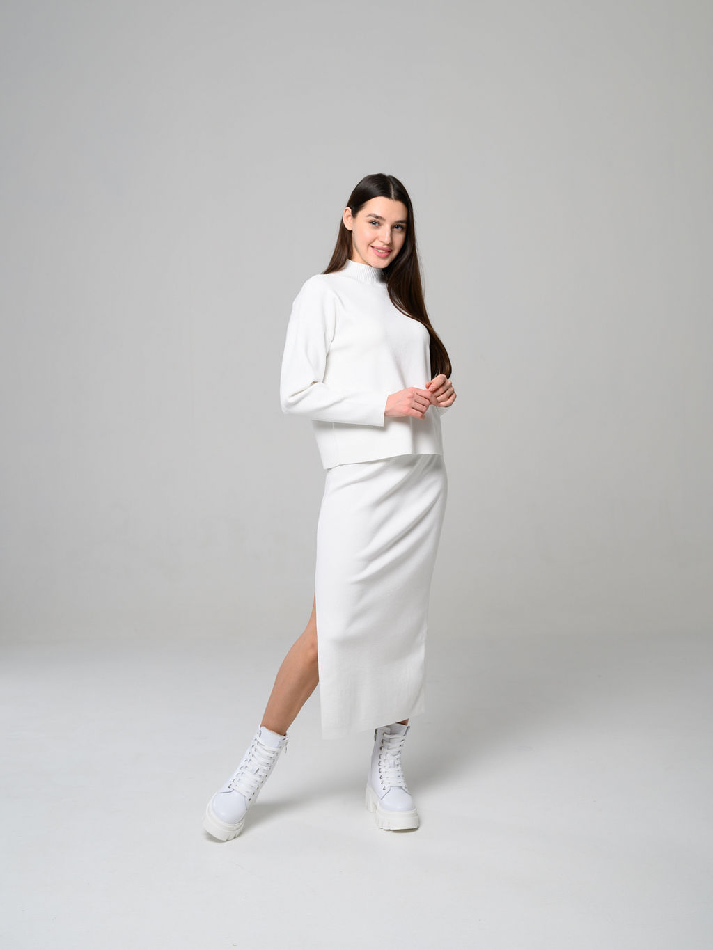 Ботинки 329.зиплайнw.Белый/байка