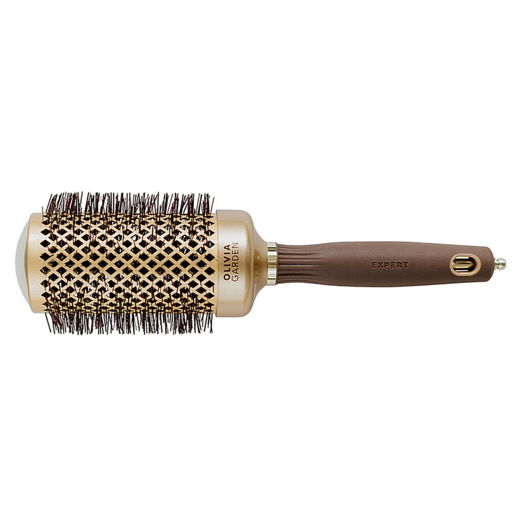 Olivia Garden Термобрашинг для укладки волос / Expert Blowout Shine Wavy Bristles Gold & Brown, 55 мм, коричневый